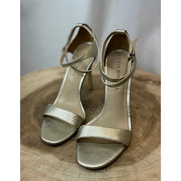 Via Spiga Gold Leather Open Toe Heels – Size 8M - Picture 2 of 11